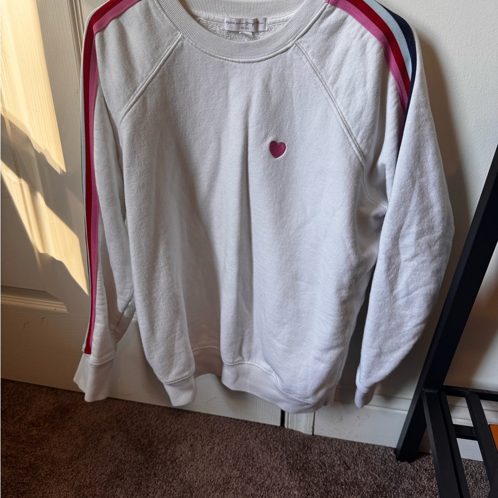 Spiritual Gangster White Sweater with Heart Detail. Medium